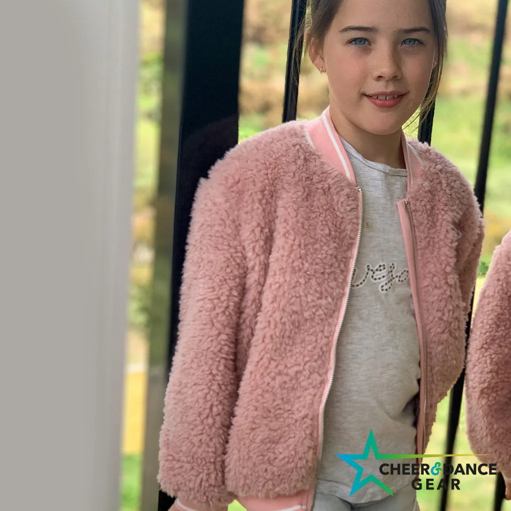 Pink Cheerleader Teddy Bomber Jacket