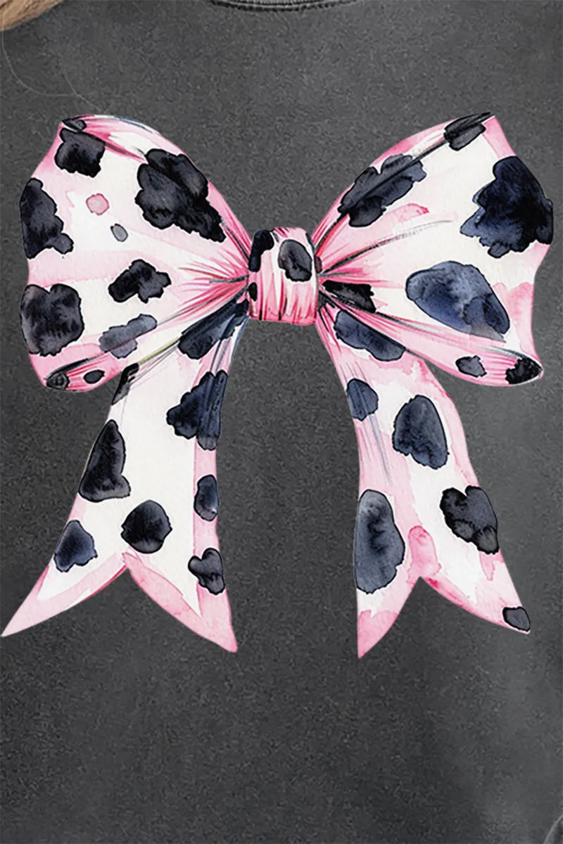 Pink Cow Coquette Bow Comfort Colors Adult Ring-Spun Cotton Tee