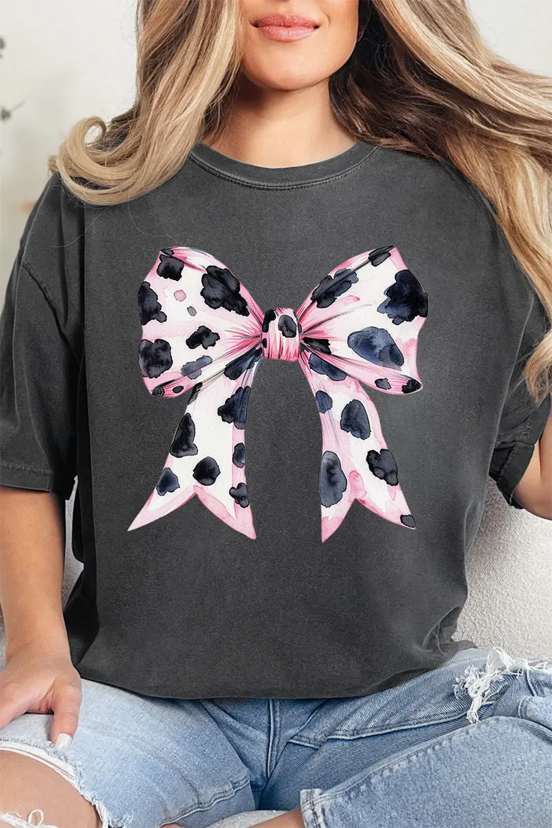 Pink Cow Coquette Bow Comfort Colors Adult Ring-Spun Cotton Tee