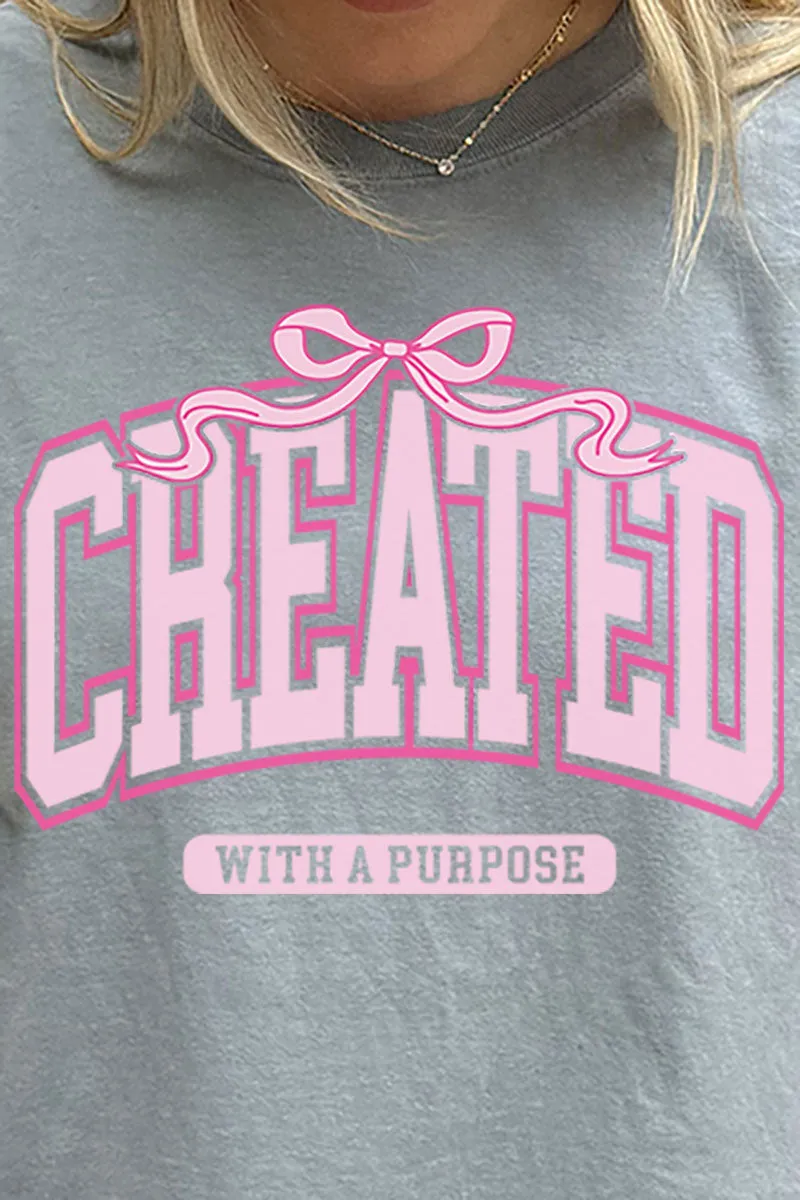 Pink Created With A Purpose Comfort Colors Adult Ring-Spun Cotton Tee