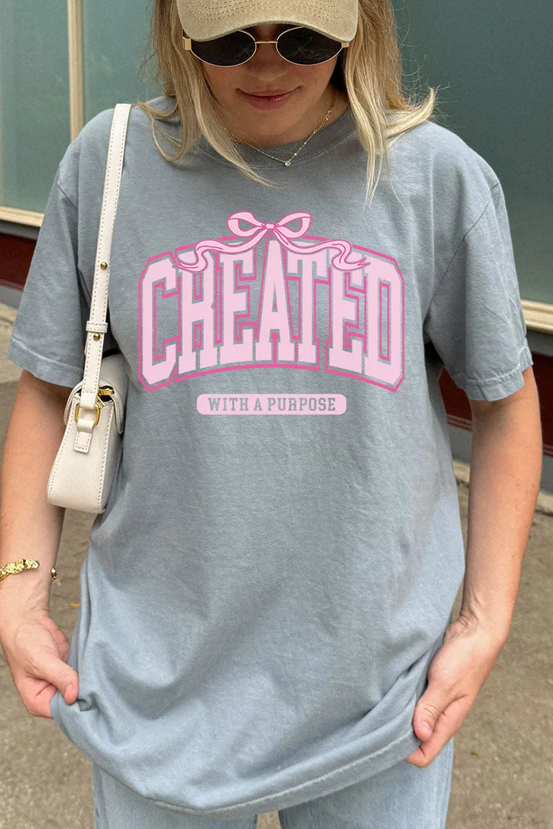 Pink Created With A Purpose Comfort Colors Adult Ring-Spun Cotton Tee