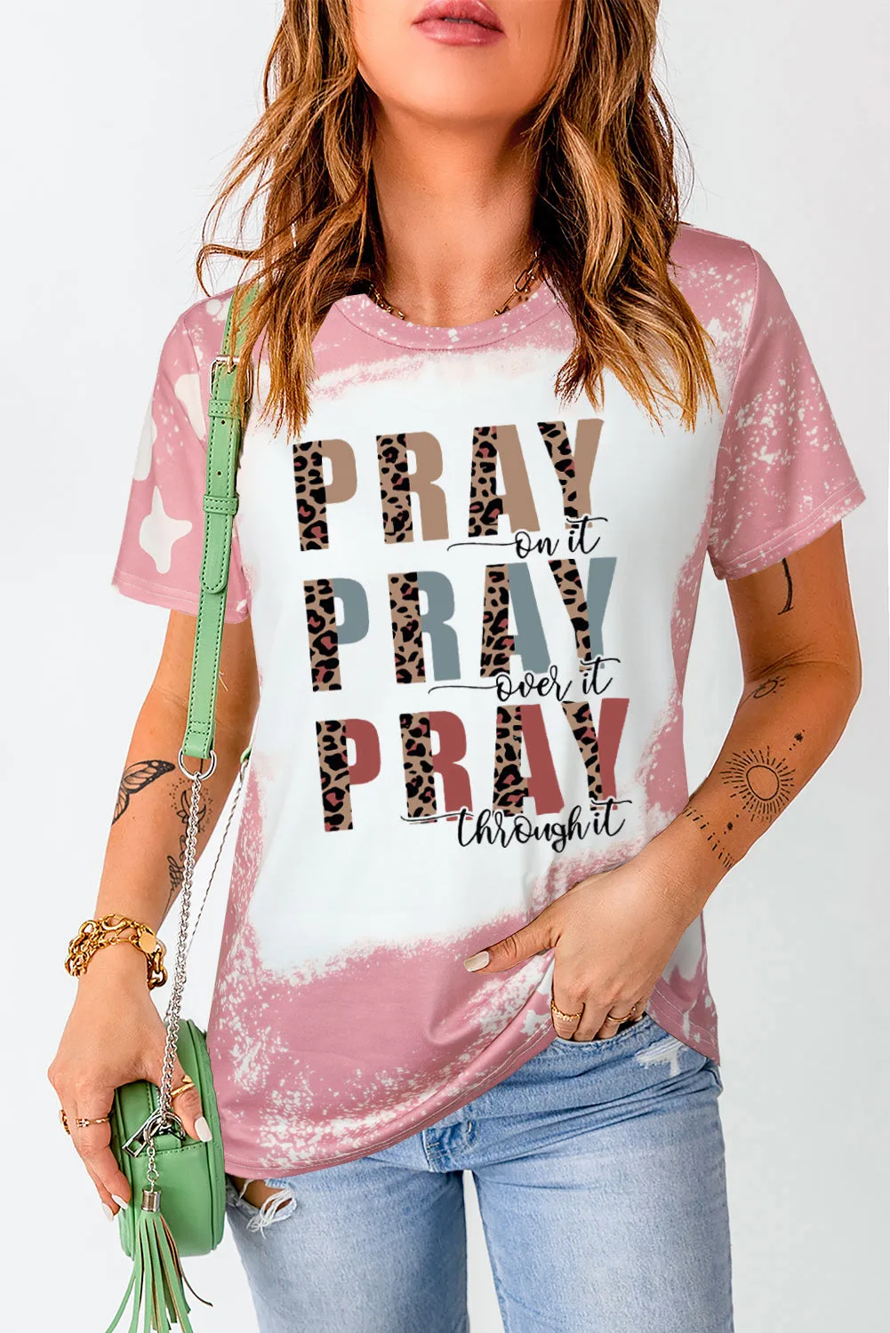 Pink PRAY Graphic Tie Dye Tee