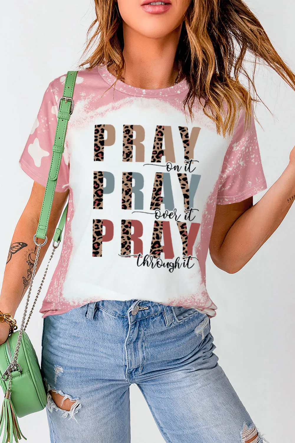 Pink PRAY Graphic Tie Dye Tee