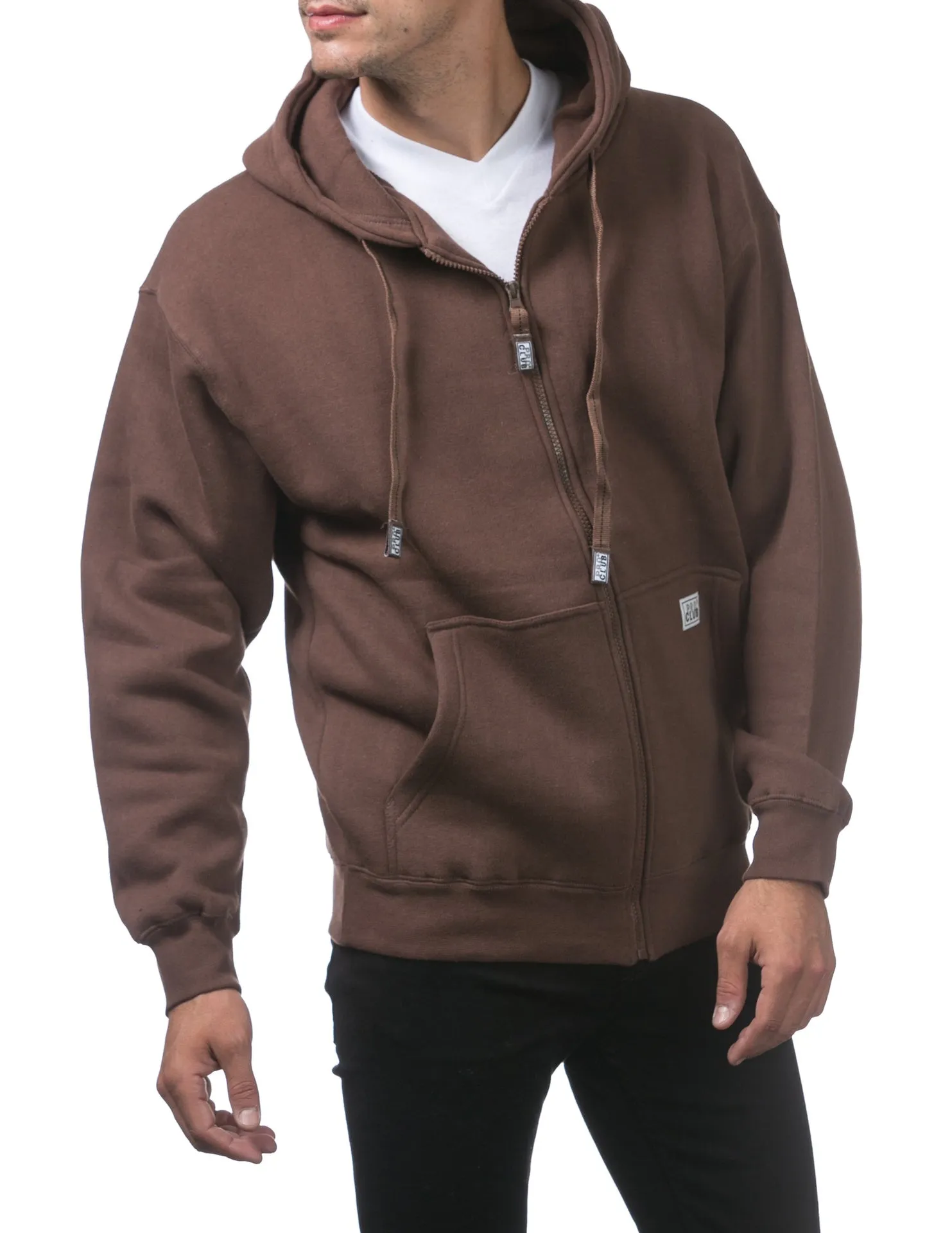 Pro Club Heavyweight Full Zip Fleece Hoodie - BROWN