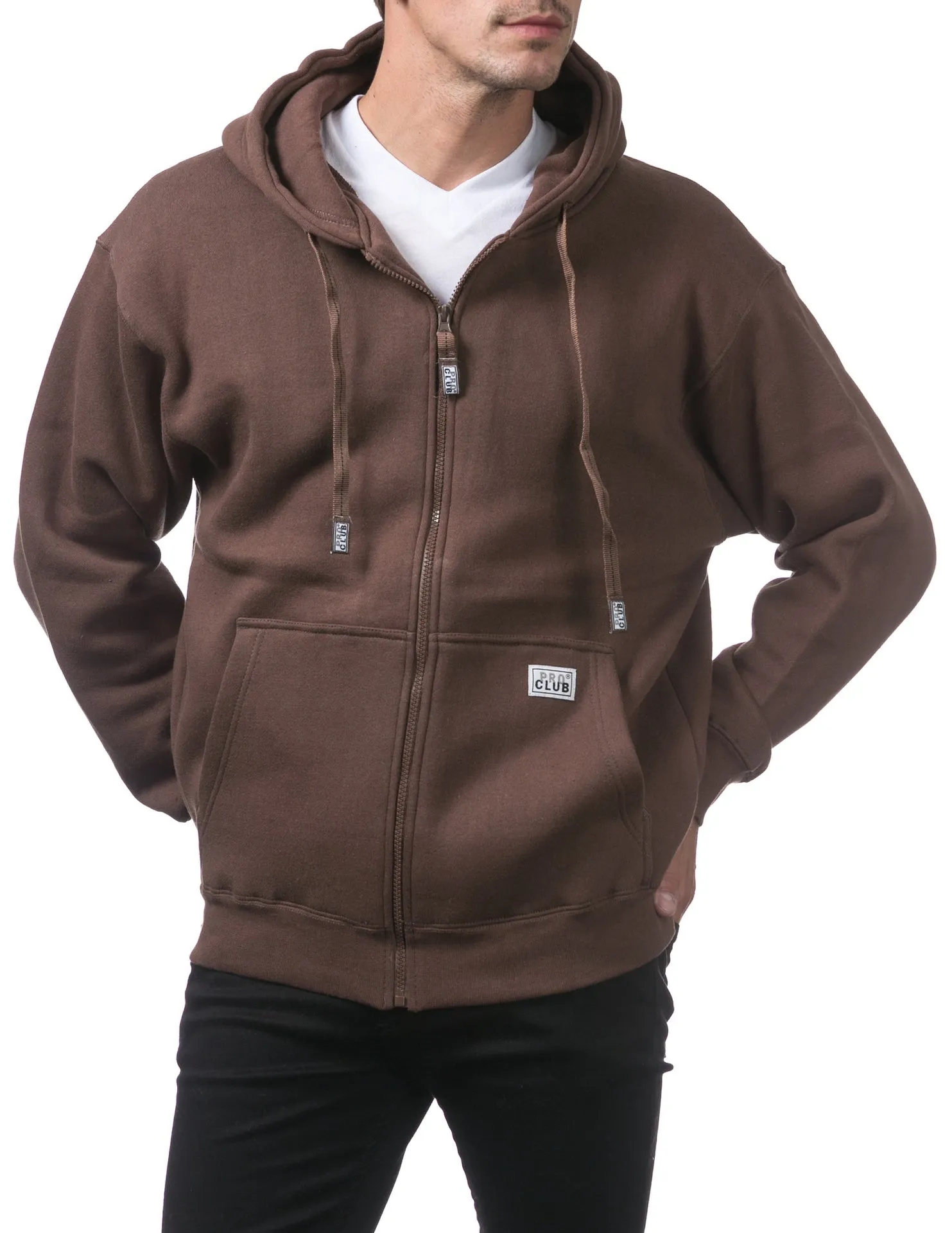 Pro Club Heavyweight Full Zip Fleece Hoodie - BROWN
