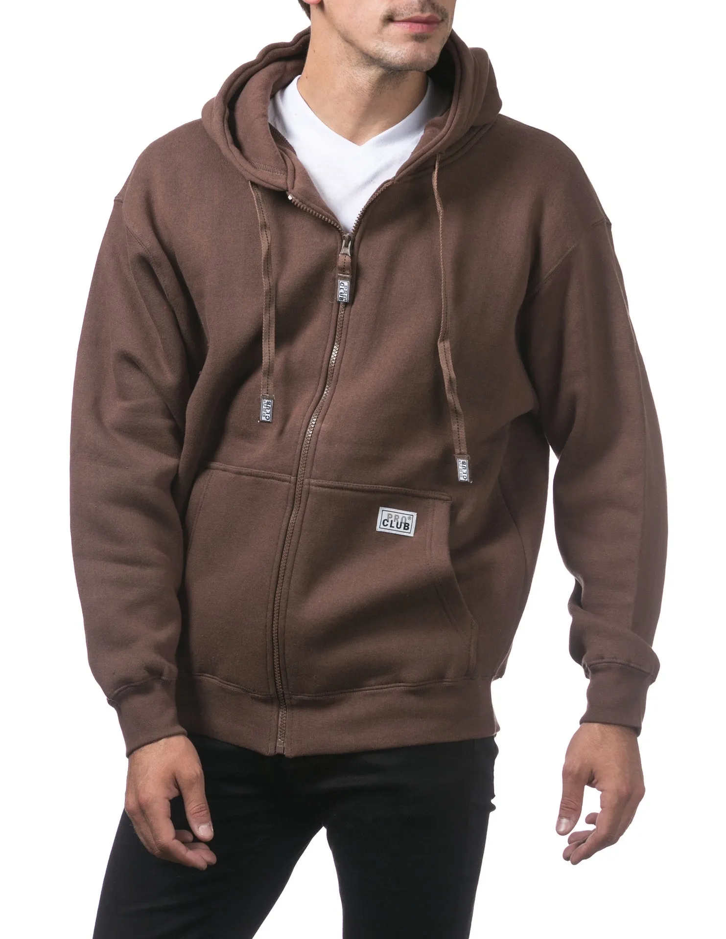 Pro Club Heavyweight Full Zip Fleece Hoodie - BROWN