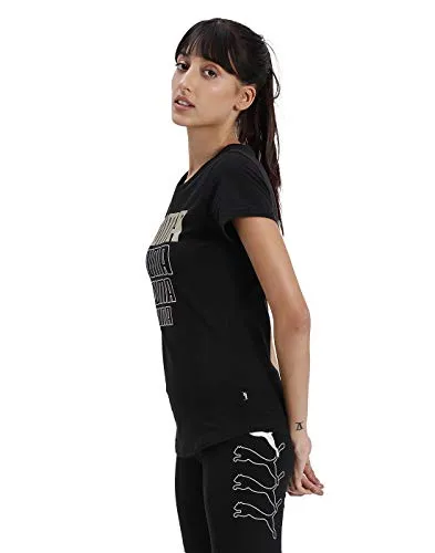 Puma Women's Graphic Regular T-Shirt (58130751 Black-Gold Silver XS)