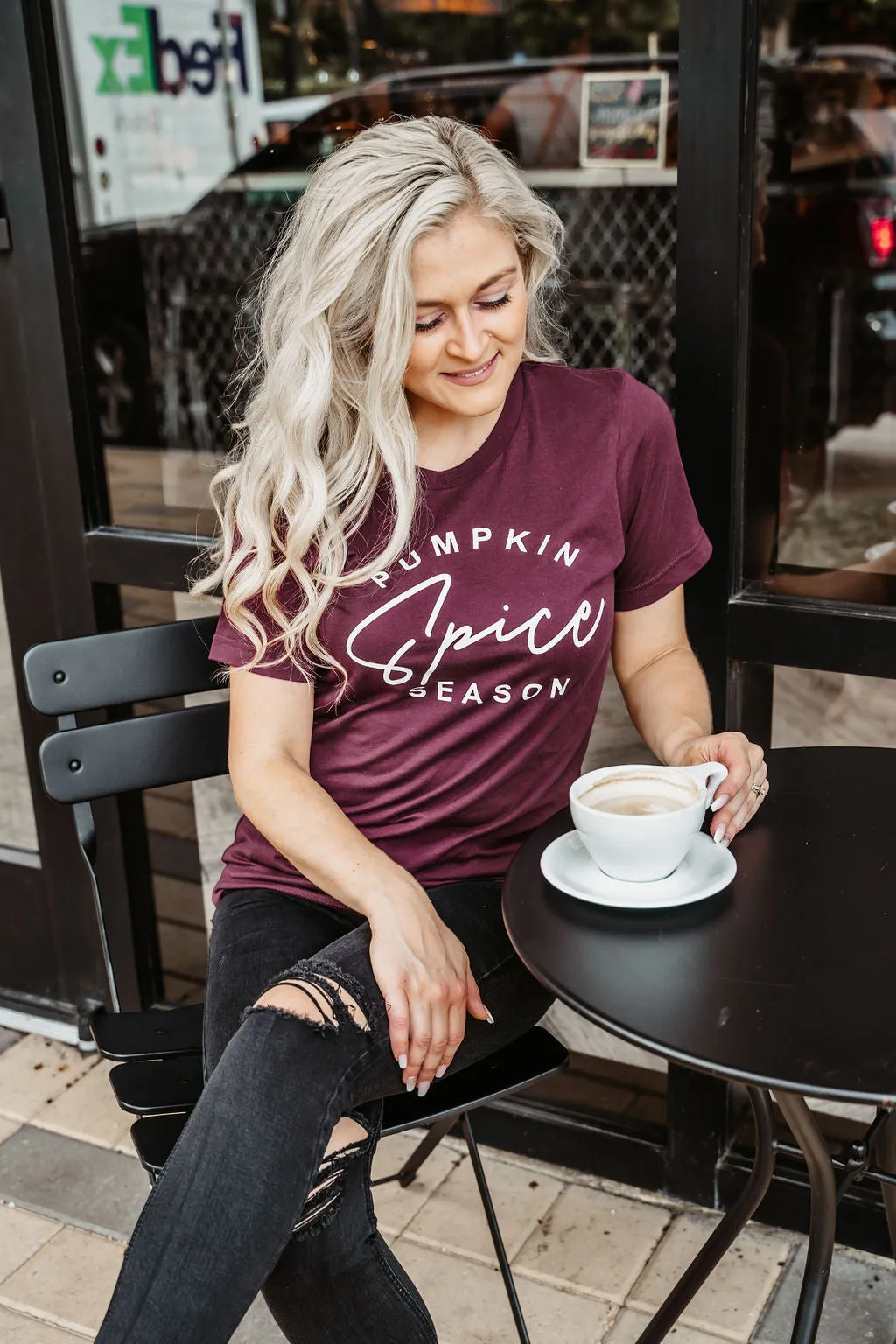 Pumpkin Spice Season Tee - Maroon