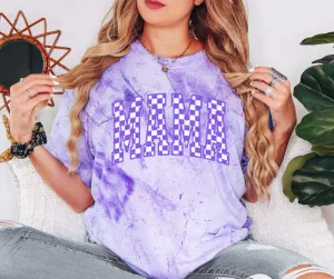 Purple Checkered Mama Purple Tie Dye Tee