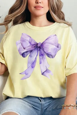 Purple Watercolor Bow Comfort Colors Adult Ring-Spun Cotton Tee