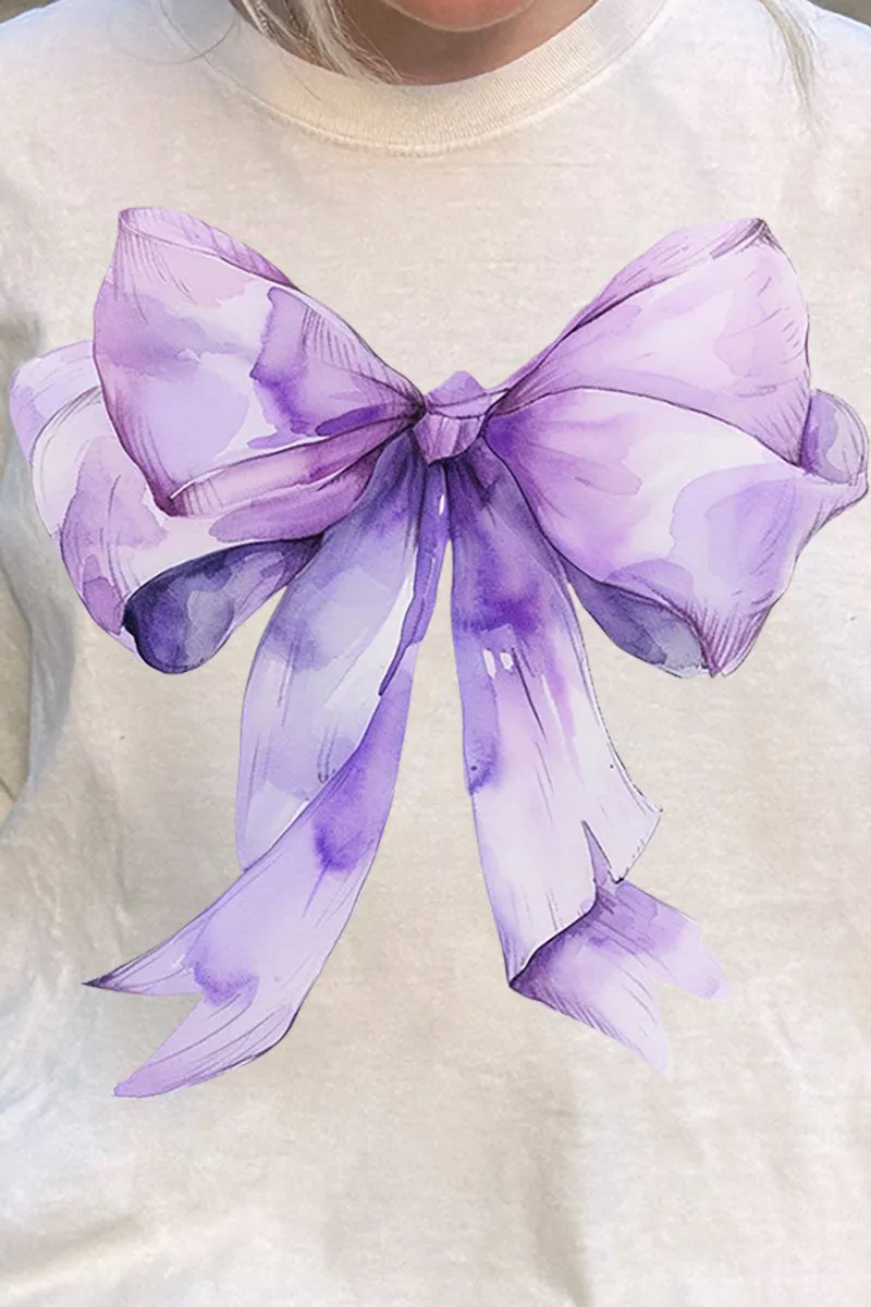 Purple Watercolor Bow Comfort Colors Adult Ring-Spun Cotton Tee