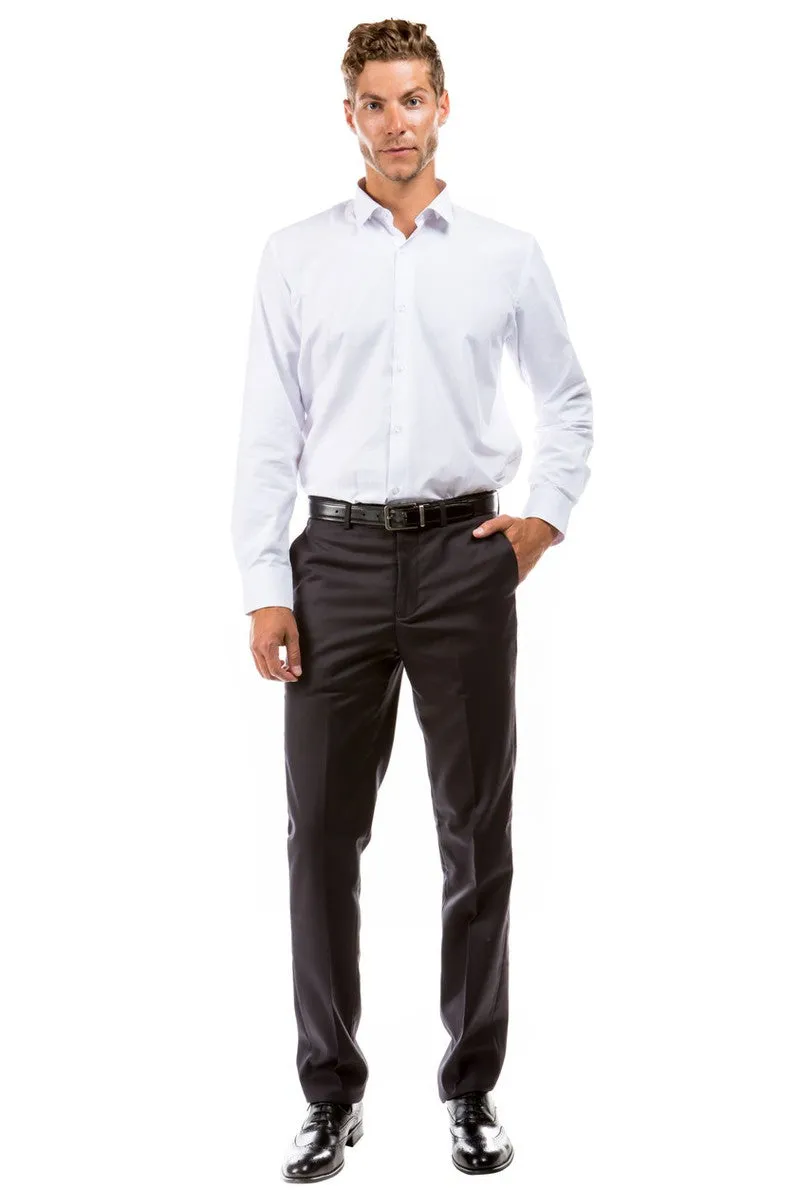 "Vail" Charcoal Plain Front Pants