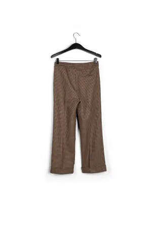 Red and brown houndstooth pants with drawstring