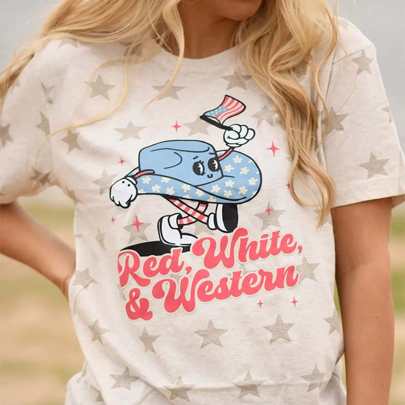 Red, White & Western Short Sleeve T-Shirt