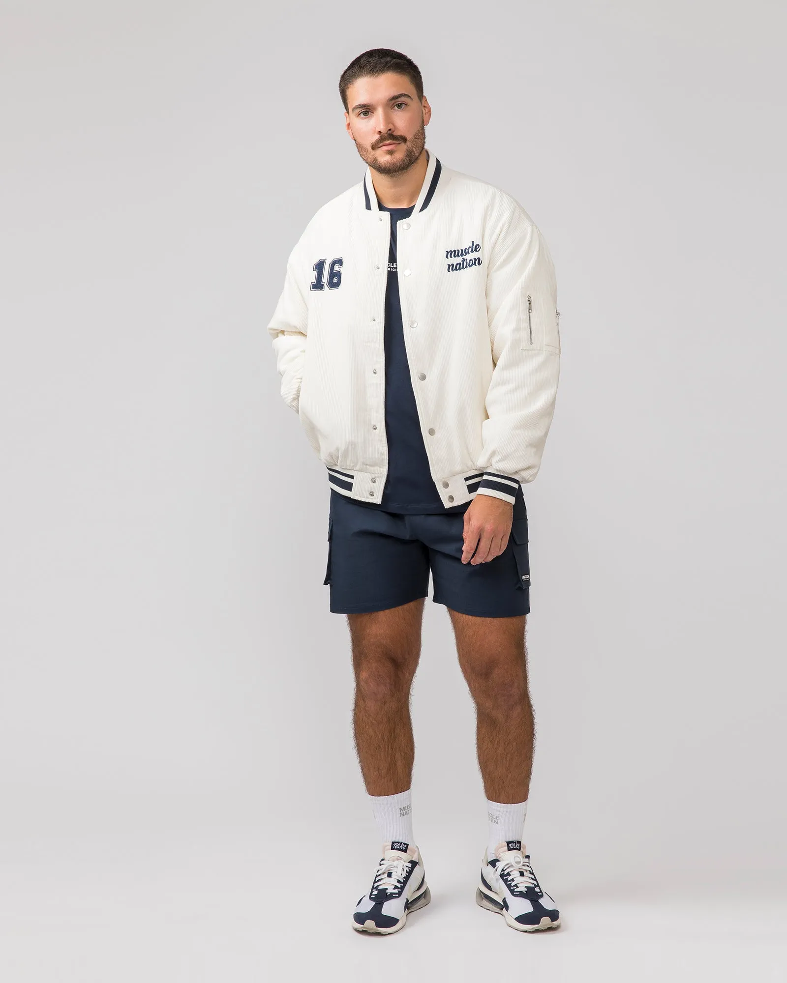 Retro Cord Bomber Jacket - Travertine
