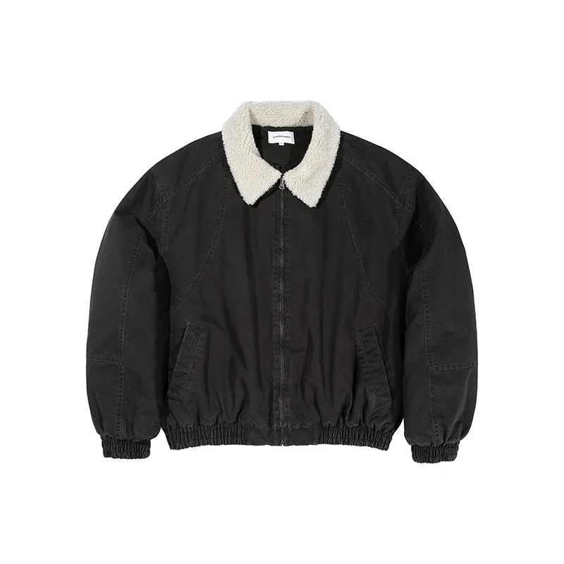 Retro Lambswool Collar Bomber Jacket