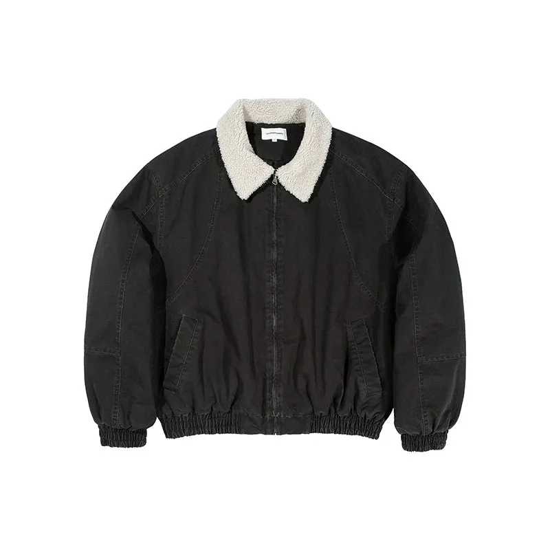 Retro Lambswool Collar Bomber Jacket