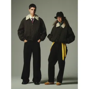 Retro Lambswool Collar Bomber Jacket