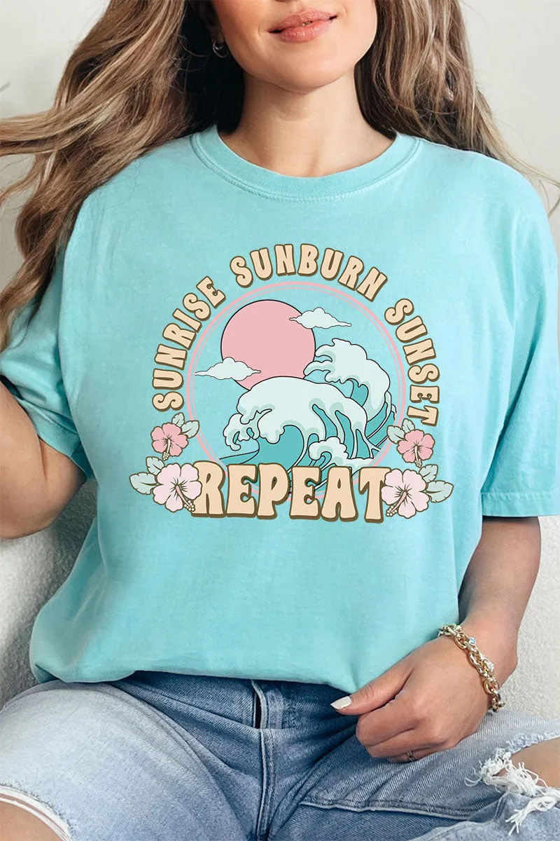 Retro Sunrise Sunburn Sunset Repeat Comfort Colors Adult Ring-Spun Cotton Tee