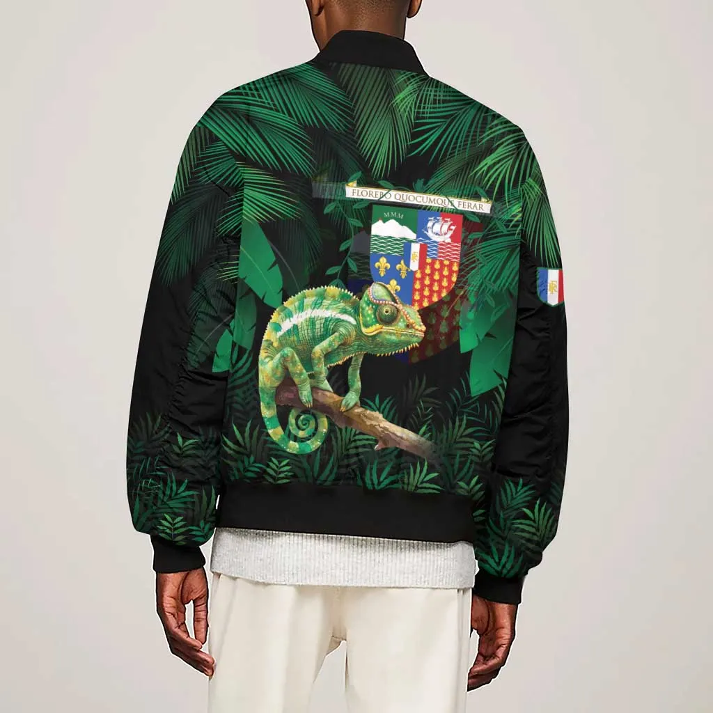 Reunion Island Sleeve Zip Bomber Jacket Furcifer Pardalis LT15