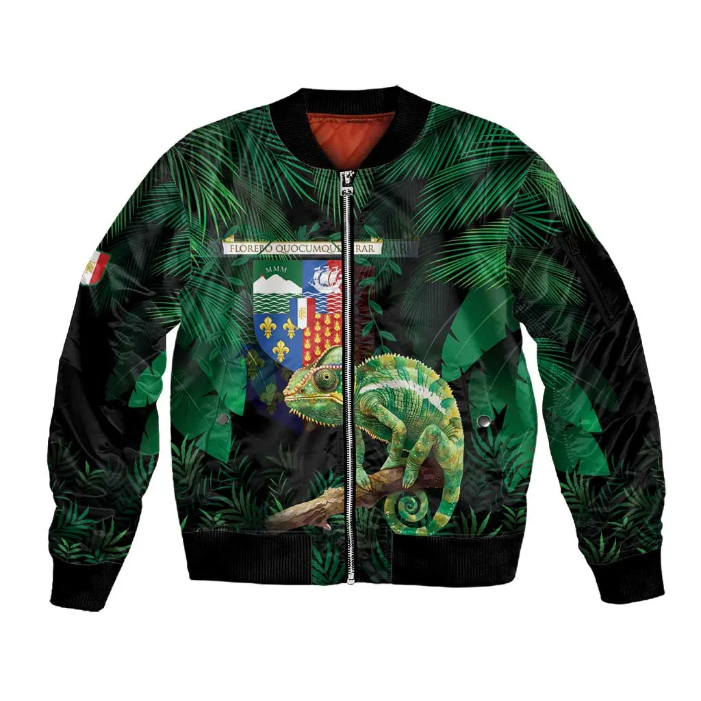 Reunion Island Sleeve Zip Bomber Jacket Furcifer Pardalis LT15