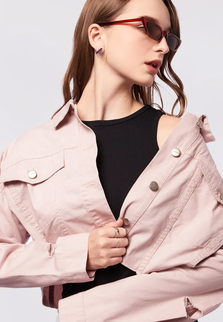 Ripped Color Denim Jacket
