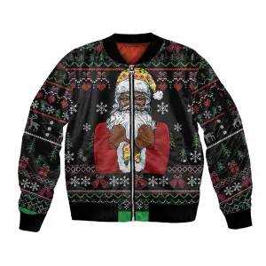 Santa Claus African Christmas Sleeve Zip Bomber Jacket Traditional Costume DT03