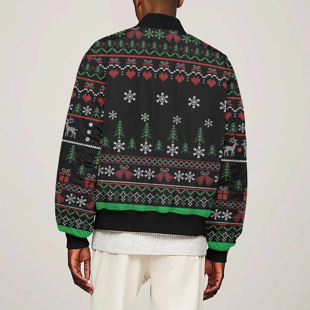 Santa Claus African Christmas Sleeve Zip Bomber Jacket Traditional Costume DT03