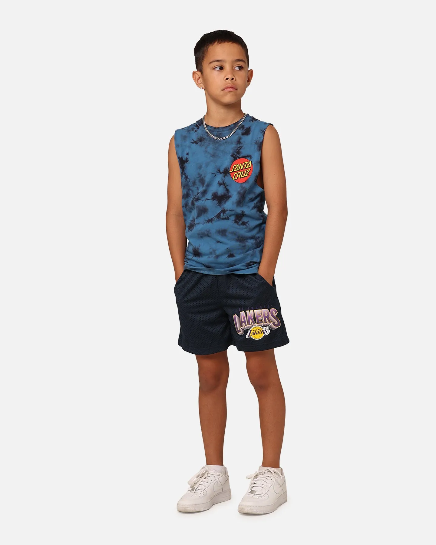 Santa Cruz Kids' Beware Dot Tie Dye Muscle T-Shirt Blue Tie Dye