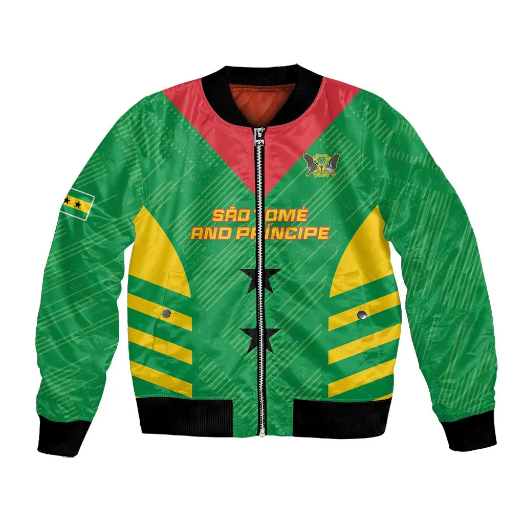 Sao Tome and Principe Football Custom Bomber Jacket Sporty Style - Green Color LT15