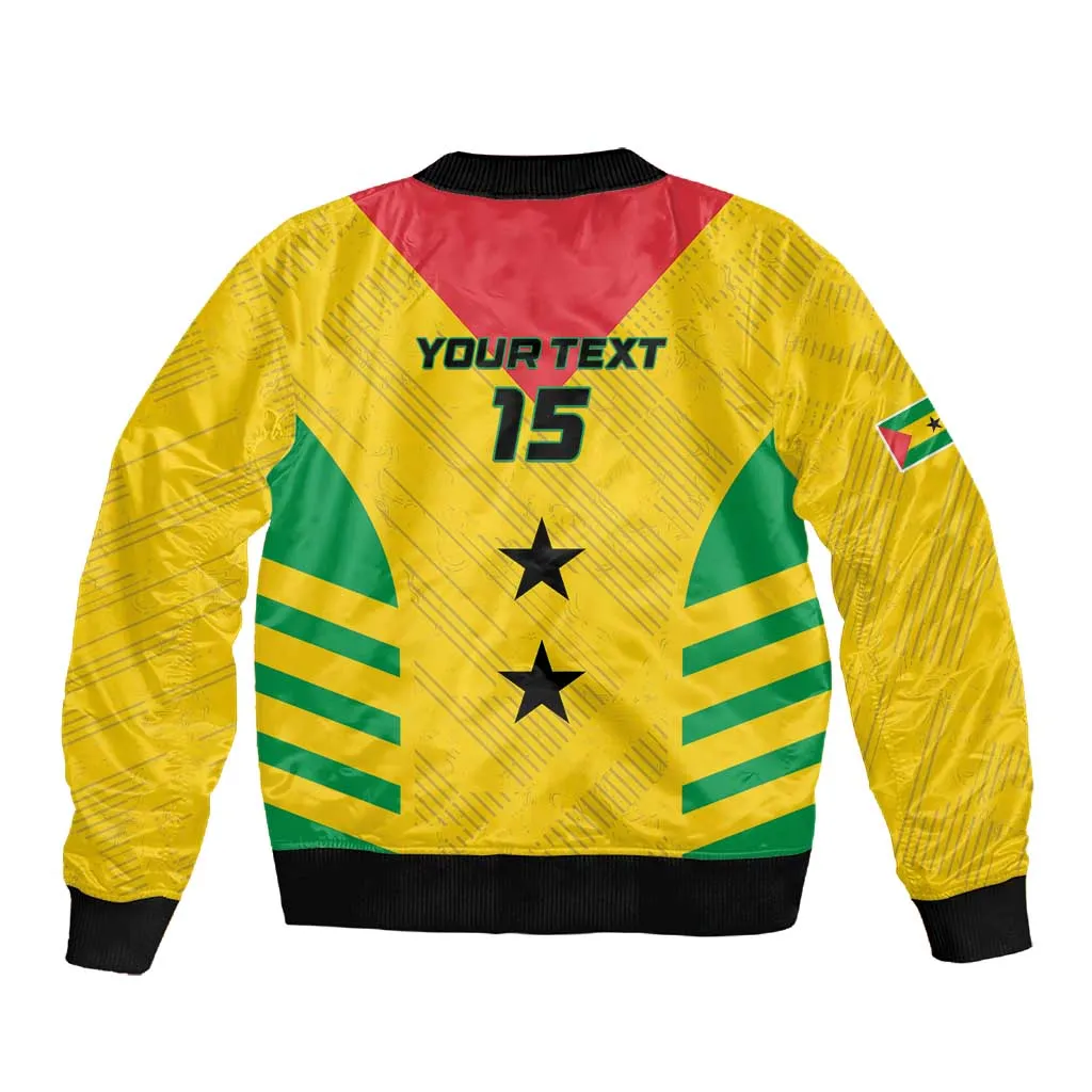 Sao Tome and Principe Football Custom Sleeve Zip Bomber Jacket Sporty Style - Yellow Color LT15
