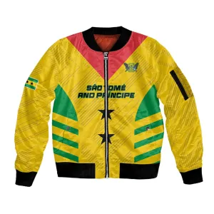 Sao Tome and Principe Football Custom Sleeve Zip Bomber Jacket Sporty Style - Yellow Color LT15