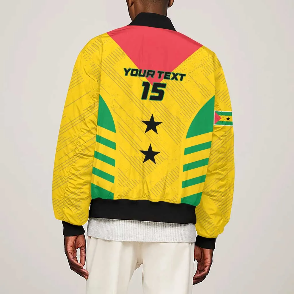 Sao Tome and Principe Football Custom Sleeve Zip Bomber Jacket Sporty Style - Yellow Color LT15
