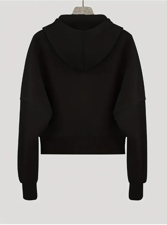 Scarlet cropped cotton zip-up hoodie