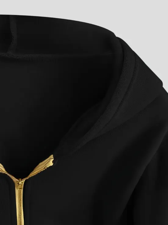 Scarlet cropped cotton zip-up hoodie