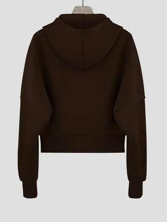 Scarlet cropped cotton zip-up hoodie