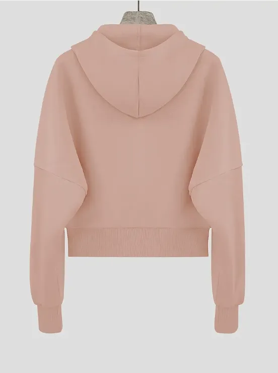 Scarlet cropped cotton zip-up hoodie