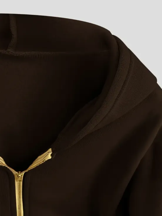 Scarlet cropped cotton zip-up hoodie