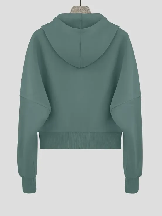 Scarlet cropped cotton zip-up hoodie