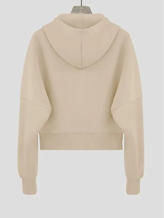 Scarlet cropped cotton zip-up hoodie