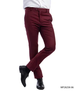 Sean Alexander Burgundy Performance Stretch Skinny Dress Pants For Men
