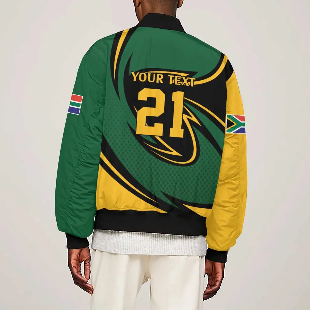 Secretary Bird South Africa Cricket Custom Sleeve Zip Bomber Jacket Unique Pattern LT9