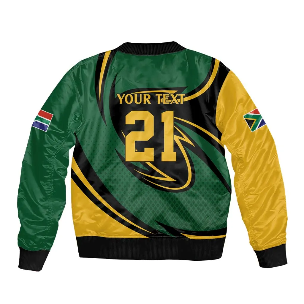 Secretary Bird South Africa Cricket Custom Sleeve Zip Bomber Jacket Unique Pattern LT9