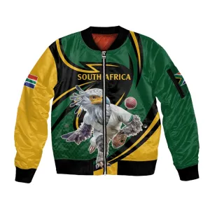 Secretary Bird South Africa Cricket Custom Sleeve Zip Bomber Jacket Unique Pattern LT9