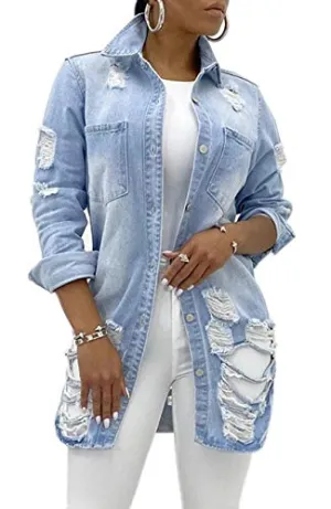 SeNight Ripped Jean Jacket