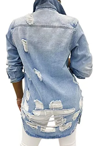 SeNight Ripped Jean Jacket