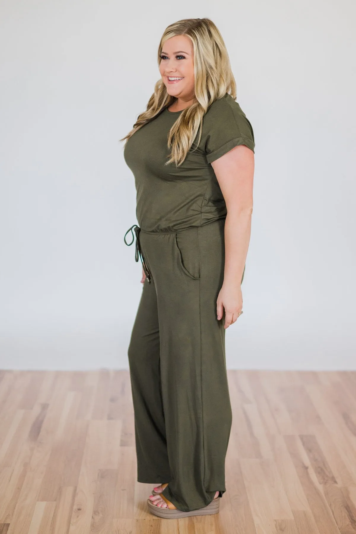 Short Sleeve Jumpsuit- Olive