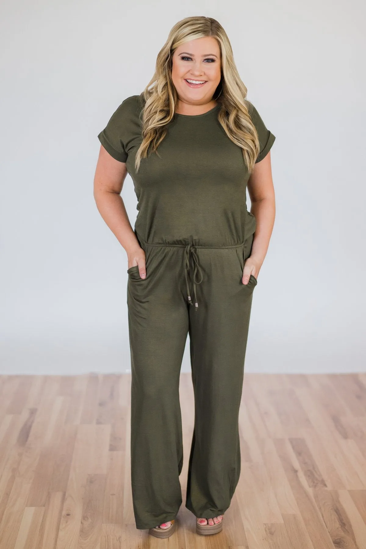 Short Sleeve Jumpsuit- Olive