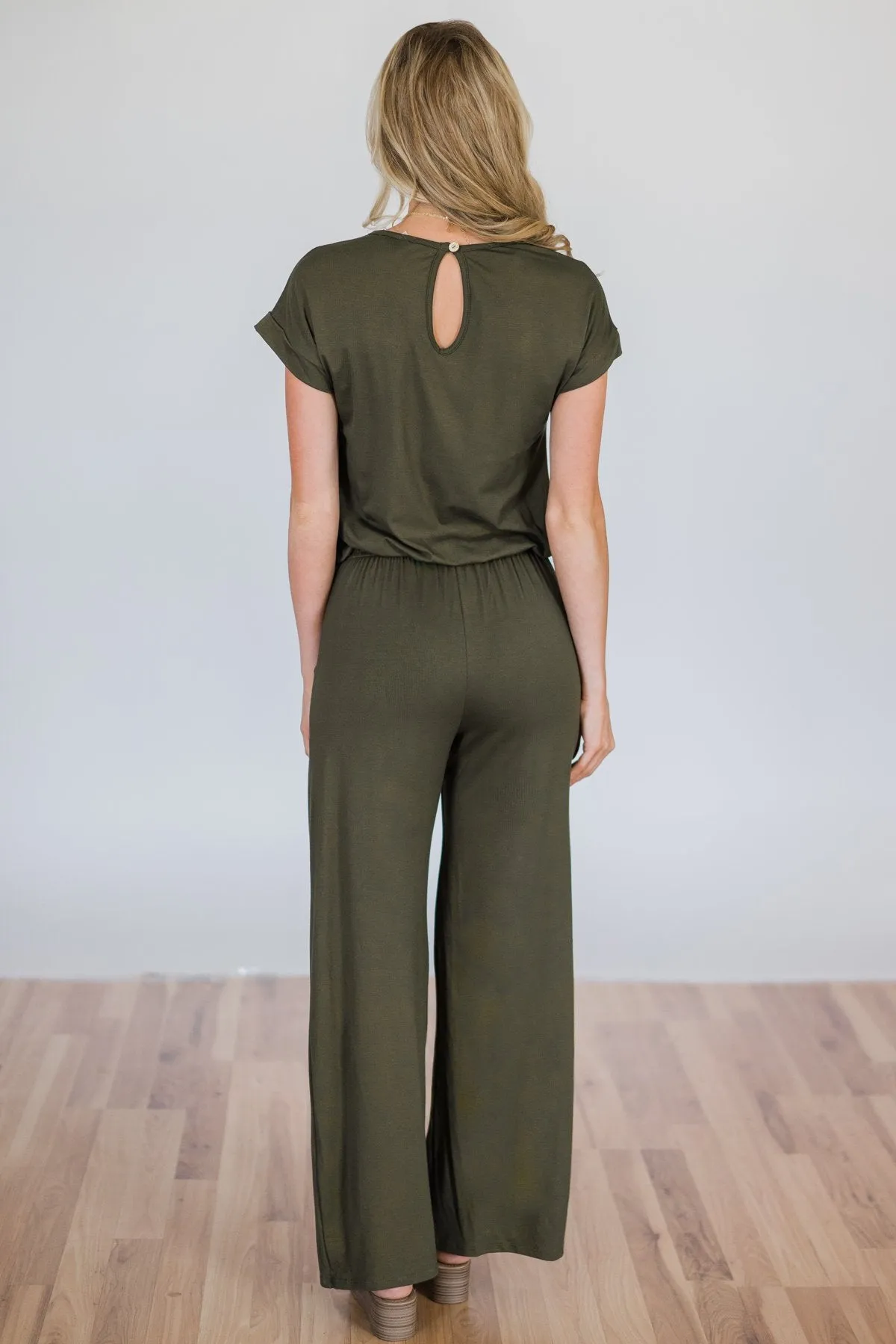 Short Sleeve Jumpsuit- Olive