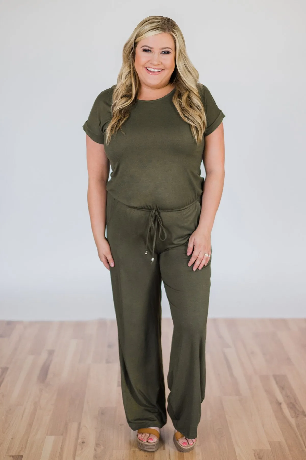 Short Sleeve Jumpsuit- Olive